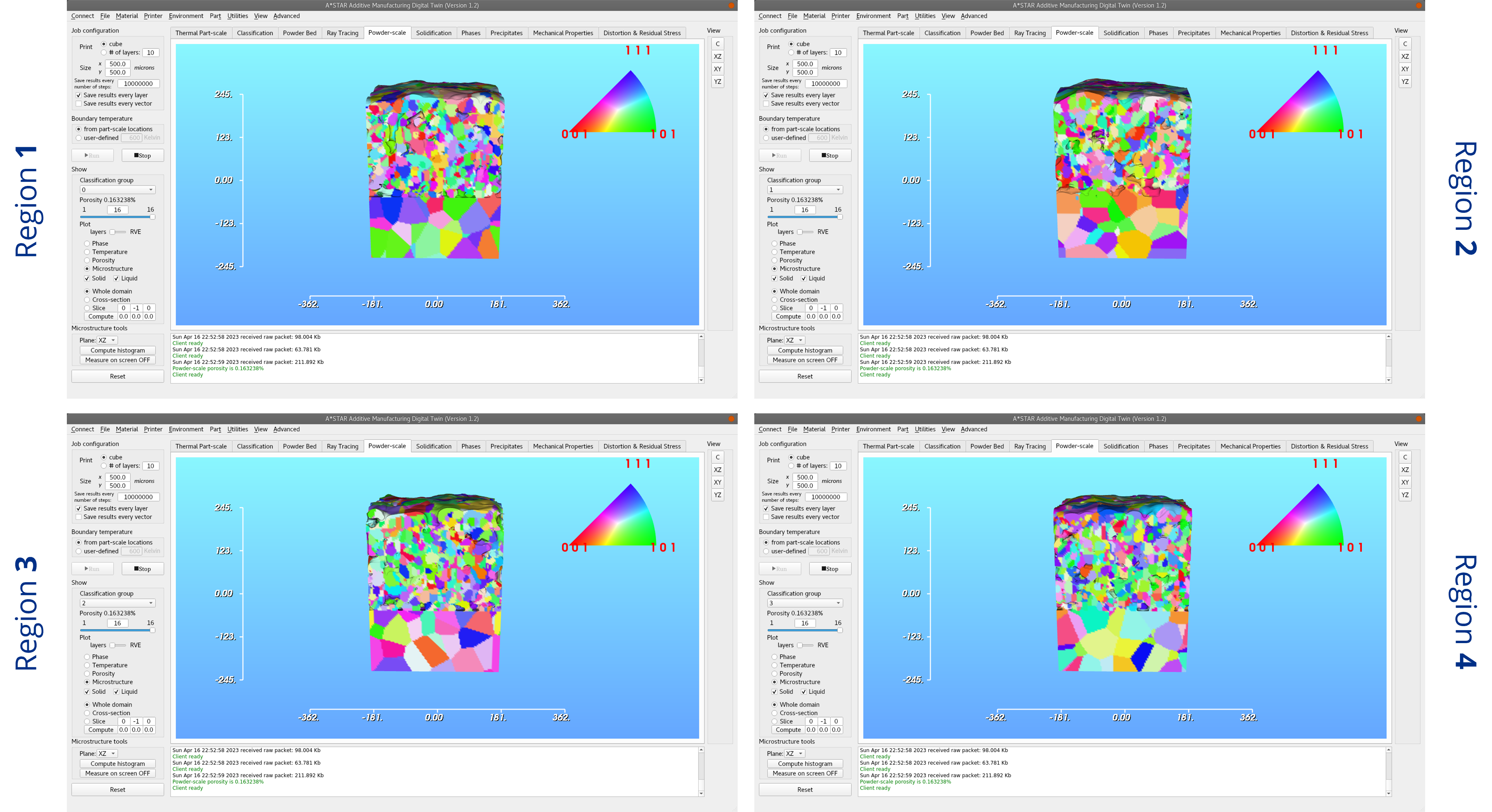 Thanks to AM-DT integrated architecture, you can compute defects and microstructure at multiple locations in the component, where each simulation seamlessly receives data from the thermal simulation at part-scale