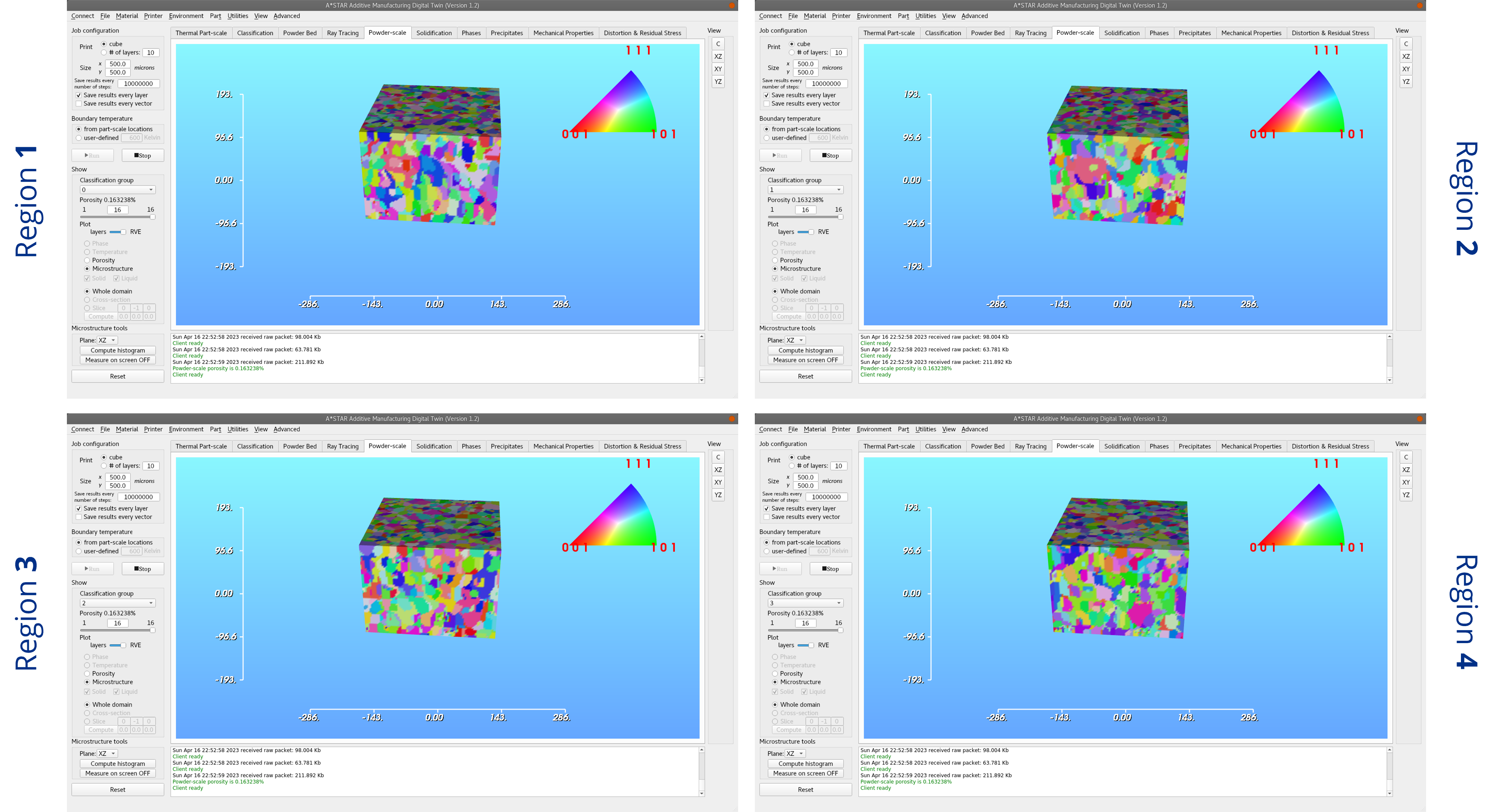 For direct comparison with experimental data, each microstructure domain can be segmented into a proper representative volume element (RVE) which eliminates surface and boundary effects, revealing the grain distribution suitable for calculation of mechanical properties