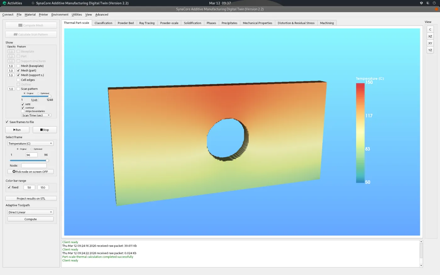 Traditional temperature buildup using default process parameters