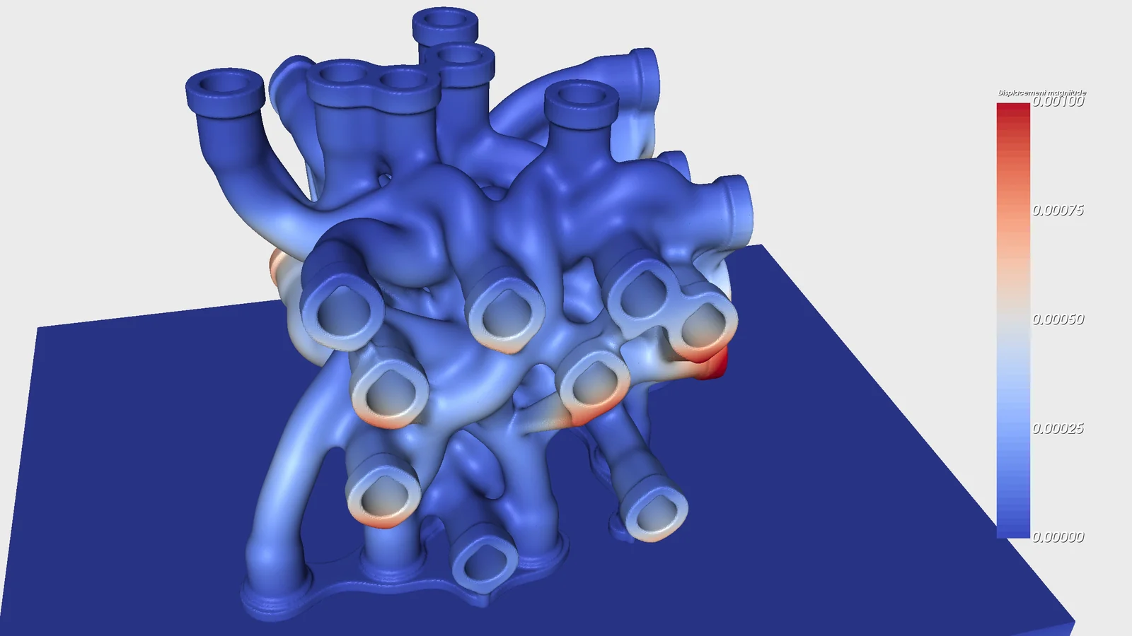 Layer-by-layer mechanical displacement simulation of a hydraulic manifold connector