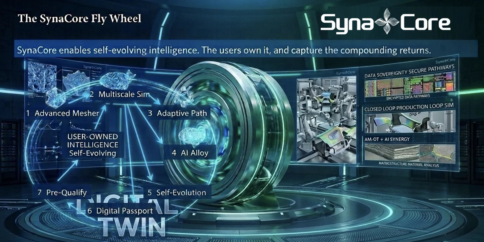 SynaCore Fly Wheel for hydraulic manifold additive manufacturing