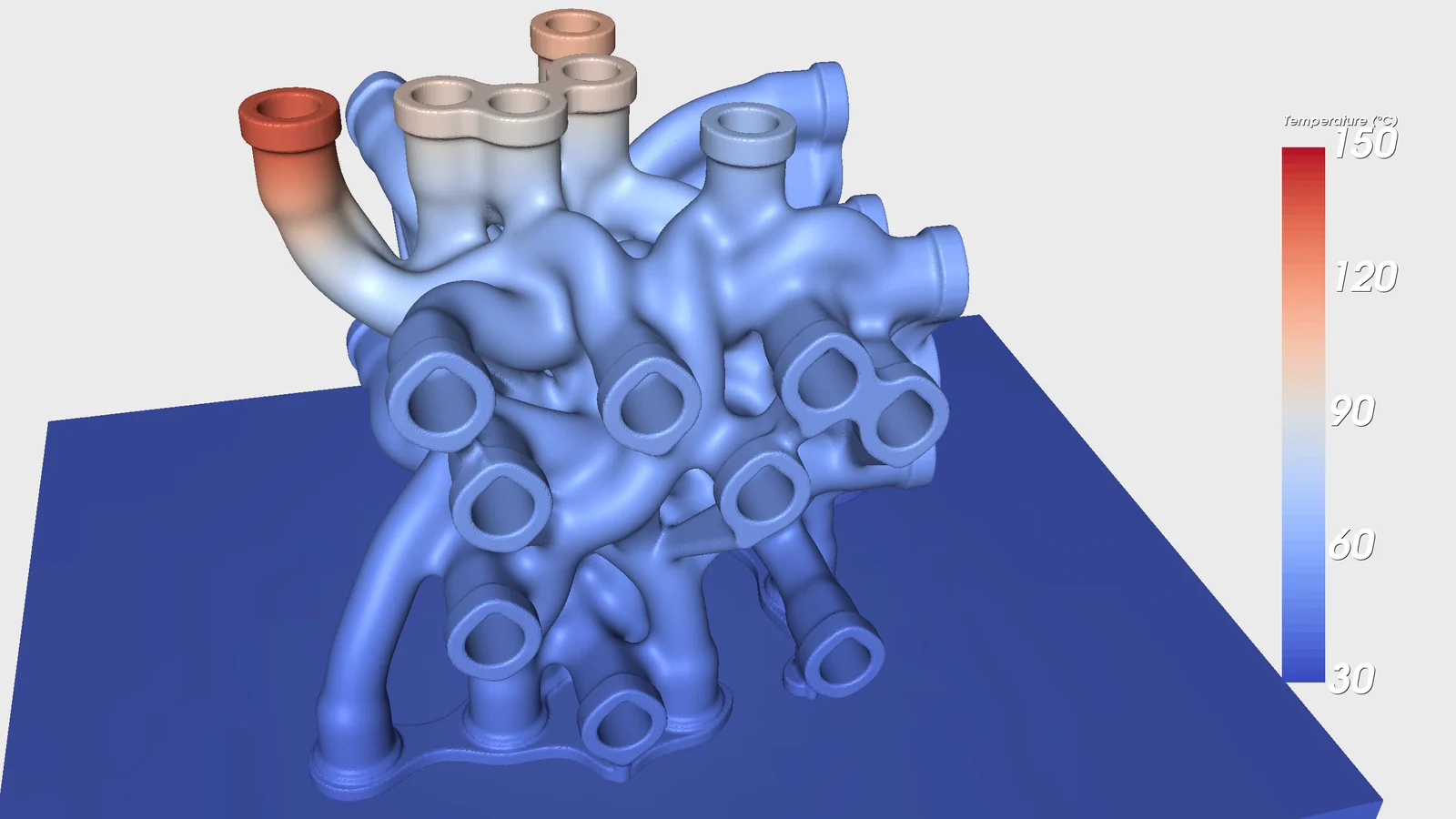 Layer-by-layer thermal simulation of a hydraulic manifold connector